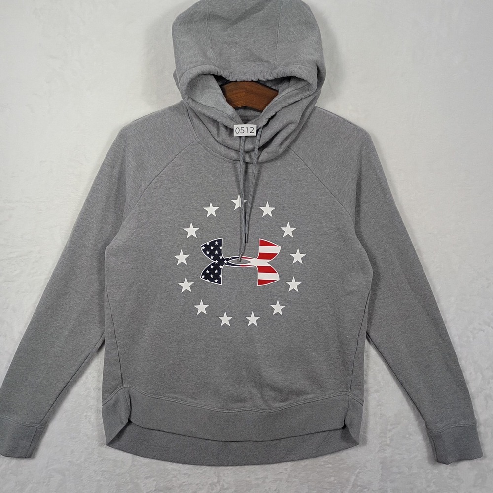 Under Armour Hoodie Womens Medium Patriotic Flag Logo Stars July‎ 4th Pullover